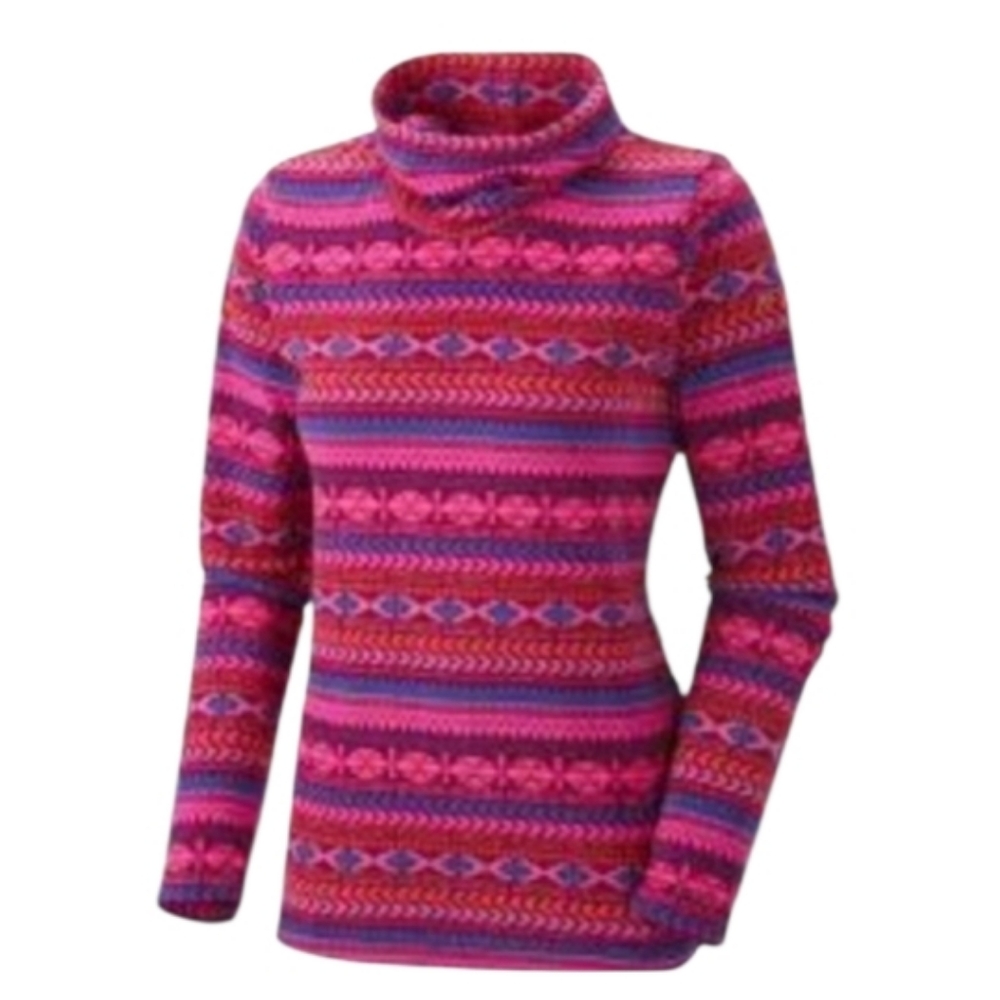 Columbia Glacial Aztec Print Fleece Turtleneck Pink Blue Burgundy Multicolor